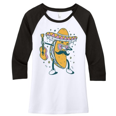 Dabbing Fiesta Taco Women's Tri-Blend 3/4-Sleeve Raglan Shirt