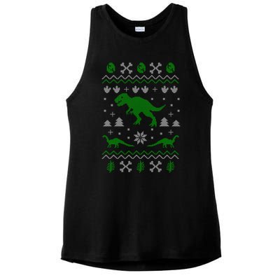 Dinosaur Funny T Rex Ugly Christmas Cool Gift Ladies PosiCharge Tri-Blend Wicking Tank