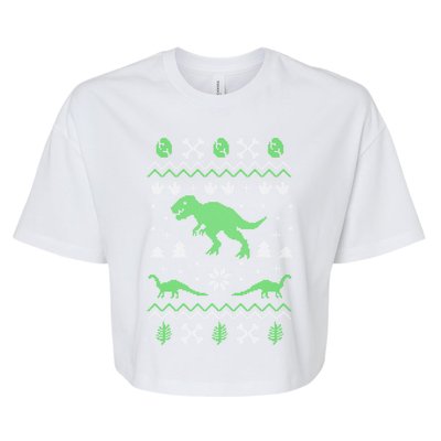 Dinosaur Funny T Rex Ugly Christmas Cool Gift Bella+Canvas Jersey Crop Tee