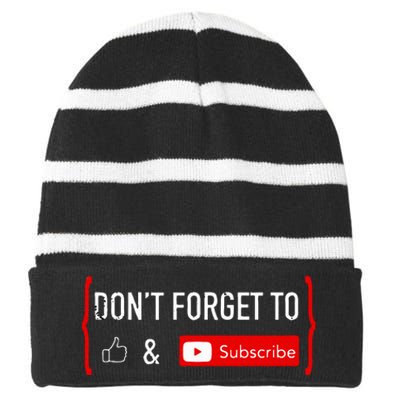 Don't Forget to Like and Subscribe Video Content Creator Striped Beanie with Solid Band