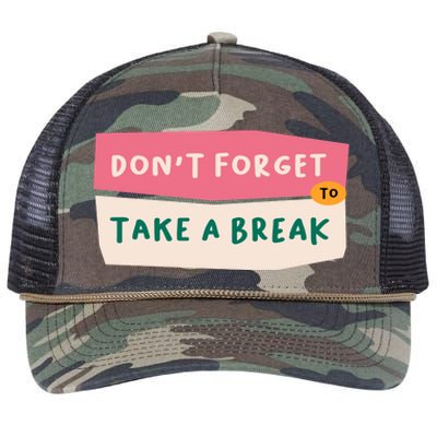 Dont Forget To Take A Break Work Retro Rope Trucker Hat Cap