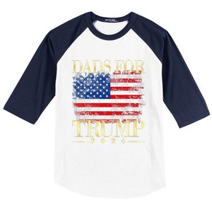 Dads For Trump 2024 Fathers Day Gift Pro Donald Trump Usa Baseball Sleeve Shirt