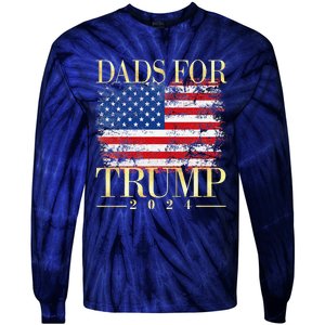 Dads For Trump 2024 Fathers Day Gift Pro Donald Trump Usa Tie-Dye Long Sleeve Shirt