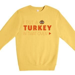 Dad Funny Turkey Thanksgiving Pregnancy Announcement Premium Crewneck Sweatshirt