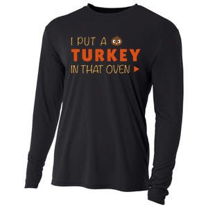 Dad Funny Turkey Thanksgiving Pregnancy Announcement Cooling Performance Long Sleeve Crew