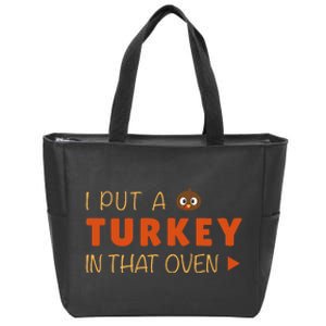 Dad Funny Turkey Thanksgiving Pregnancy Announcement Zip Tote Bag