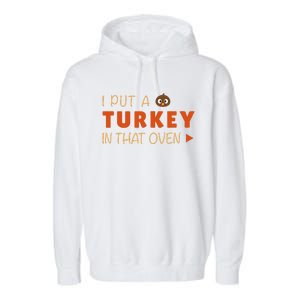 Dad Funny Turkey Thanksgiving Pregnancy Announcement Garment-Dyed Fleece Hoodie