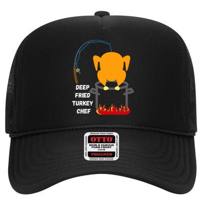 Deep Fried Turkey Chef! Funny Thanksgiving Meal! Funny Fun High Crown Mesh Back Trucker Hat