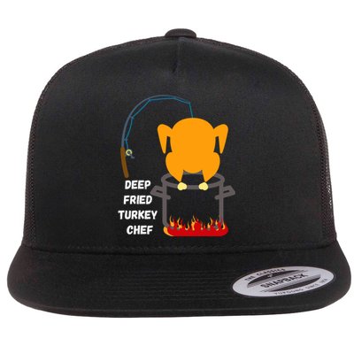 Deep Fried Turkey Chef! Funny Thanksgiving Meal! Funny Fun Flat Bill Trucker Hat