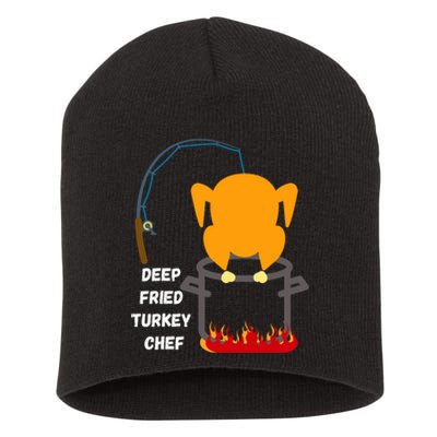 Deep Fried Turkey Chef! Funny Thanksgiving Meal! Funny Fun Short Acrylic Beanie