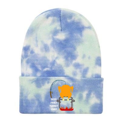 Deep Fried Turkey Chef! Funny Thanksgiving Meal! Funny Fun Tie Dye 12in Knit Beanie