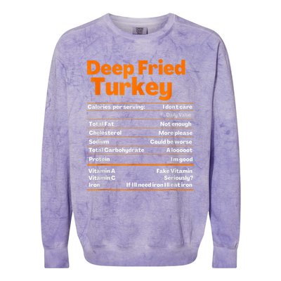 Deep Fried Turkey Shirt Thanksgiving Nutrition Facts Tee Colorblast Crewneck Sweatshirt