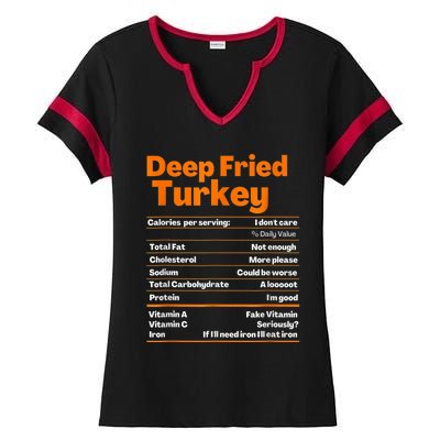 Deep Fried Turkey Shirt Thanksgiving Nutrition Facts Tee Ladies Halftime Notch Neck Tee