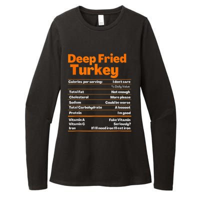 Deep Fried Turkey Shirt Thanksgiving Nutrition Facts Tee Womens CVC Long Sleeve Shirt