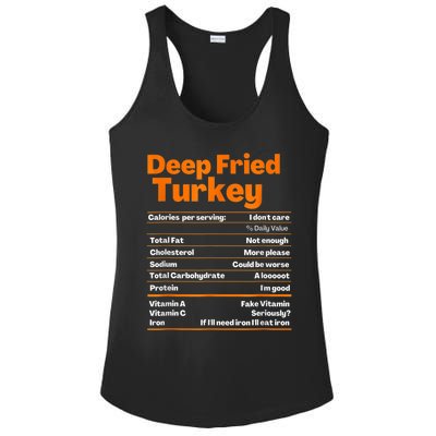 Deep Fried Turkey Shirt Thanksgiving Nutrition Facts Tee Ladies PosiCharge Competitor Racerback Tank