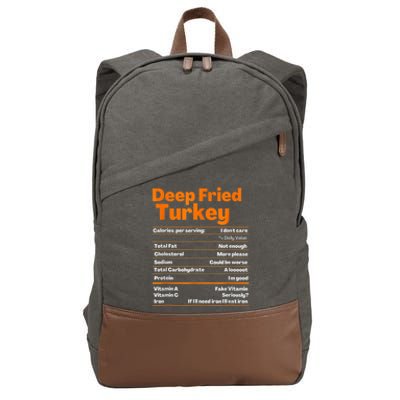 Deep Fried Turkey Shirt Thanksgiving Nutrition Facts Tee Cotton Canvas Backpack