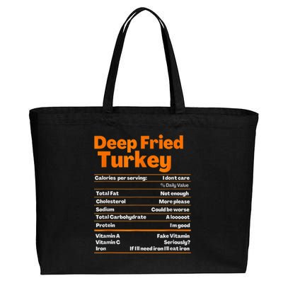 Deep Fried Turkey Shirt Thanksgiving Nutrition Facts Tee Cotton Canvas Jumbo Tote