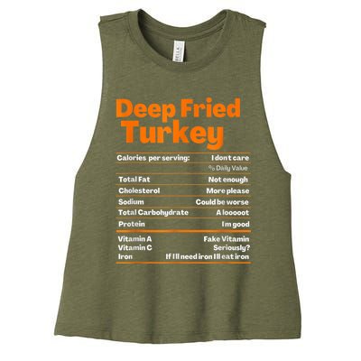 Deep Fried Turkey Shirt Thanksgiving Nutrition Facts Tee Women's Racerback Cropped Tank