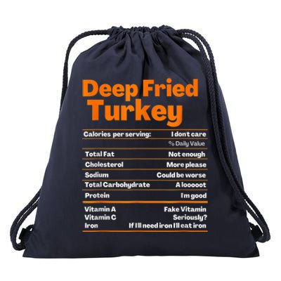 Deep Fried Turkey Shirt Thanksgiving Nutrition Facts Tee Drawstring Bag