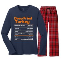 Deep Fried Turkey Shirt Thanksgiving Nutrition Facts Tee Women's Long Sleeve Flannel Pajama Set 