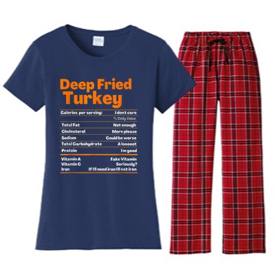 Deep Fried Turkey Shirt Thanksgiving Nutrition Facts Tee Women's Flannel Pajama Set