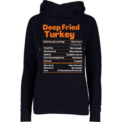 Deep Fried Turkey Shirt Thanksgiving Nutrition Facts Tee Womens Funnel Neck Pullover Hood