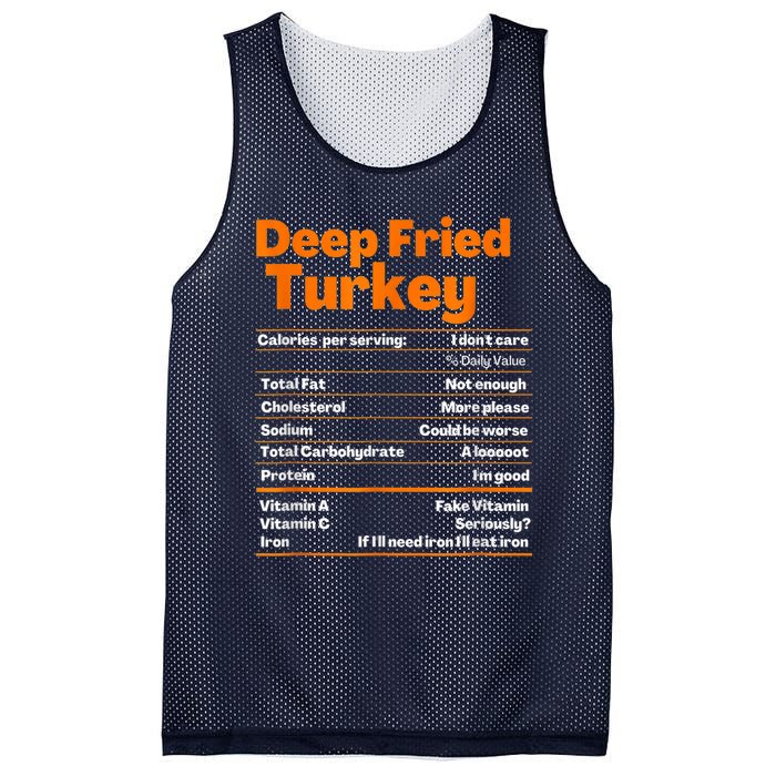 Deep Fried Turkey Shirt Thanksgiving Nutrition Facts Tee Mesh Reversible Basketball Jersey Tank