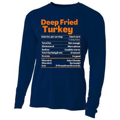 Deep Fried Turkey Shirt Thanksgiving Nutrition Facts Tee Cooling Performance Long Sleeve Crew