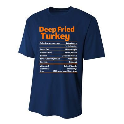 Deep Fried Turkey Shirt Thanksgiving Nutrition Facts Tee Performance Sprint T-Shirt