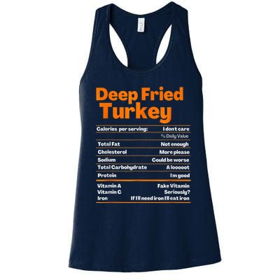 Deep Fried Turkey Shirt Thanksgiving Nutrition Facts Tee Women's Racerback Tank