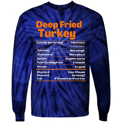 Deep Fried Turkey Shirt Thanksgiving Nutrition Facts Tee Tie-Dye Long Sleeve Shirt