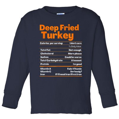 Deep Fried Turkey Shirt Thanksgiving Nutrition Facts Tee Toddler Long Sleeve Shirt