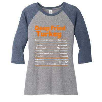 Deep Fried Turkey Shirt Thanksgiving Nutrition Facts Tee Women's Tri-Blend 3/4-Sleeve Raglan Shirt