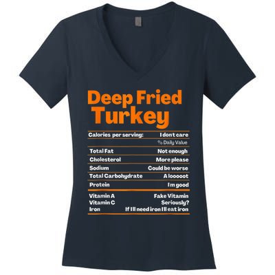 Deep Fried Turkey Shirt Thanksgiving Nutrition Facts Tee Women's V-Neck T-Shirt