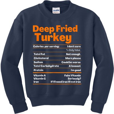 Deep Fried Turkey Shirt Thanksgiving Nutrition Facts Tee Kids Sweatshirt