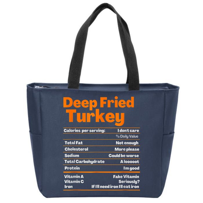 Deep Fried Turkey Shirt Thanksgiving Nutrition Facts Tee Zip Tote Bag