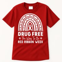 Drug Free The Way To Be Red Ribbon Week Awareness Rainbow Tall T-Shirt