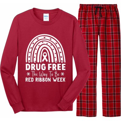 Drug Free The Way To Be Red Ribbon Week Awareness Rainbow Long Sleeve Pajama Set