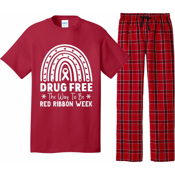 Drug Free The Way To Be Red Ribbon Week Awareness Rainbow Pajama Set