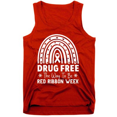 Drug Free The Way To Be Red Ribbon Week Awareness Rainbow Tank Top