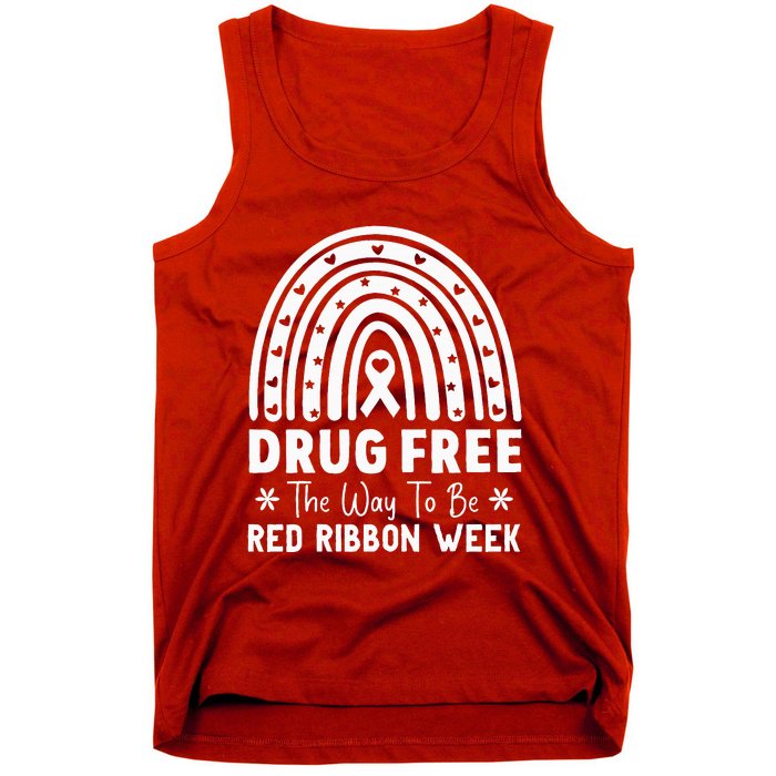 Drug Free The Way To Be Red Ribbon Week Awareness Rainbow Tank Top