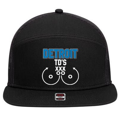 Detroit Football TD's Touchdowns 7 Panel Mesh Trucker Snapback Hat