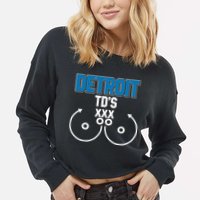 Detroit Football TD's Touchdowns Cropped Pullover Crew