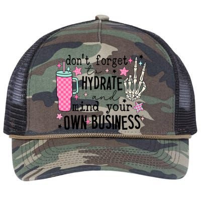 DonT Forget To Hydrate And Mind Your Own Business Retro Rope Trucker Hat Cap