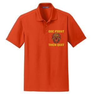 Die First Then Qui Military Veteran Skull Flower Gift Dry Zone Grid Polo