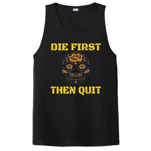 Die First Then Qui Military Veteran Skull Flower Gift PosiCharge Competitor Tank