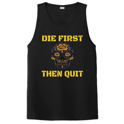 Die First Then Qui Military Veteran Skull Flower Gift PosiCharge Competitor Tank