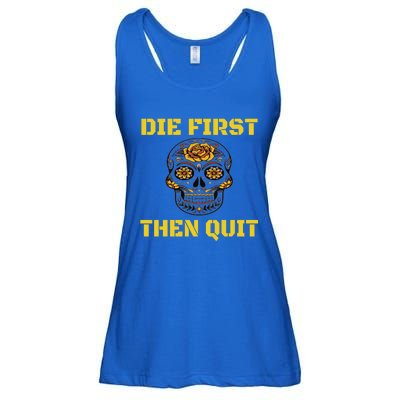 Die First Then Qui Military Veteran Skull Flower Gift Ladies Essential Flowy Tank