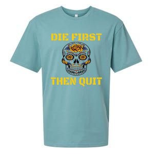 Die First Then Qui Military Veteran Skull Flower Gift Sueded Cloud Jersey T-Shirt