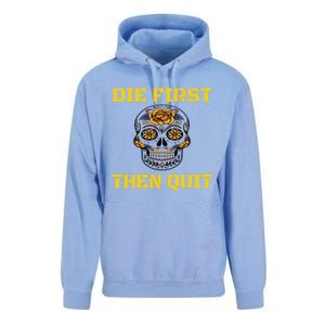 Die First Then Qui Military Veteran Skull Flower Gift Unisex Surf Hoodie